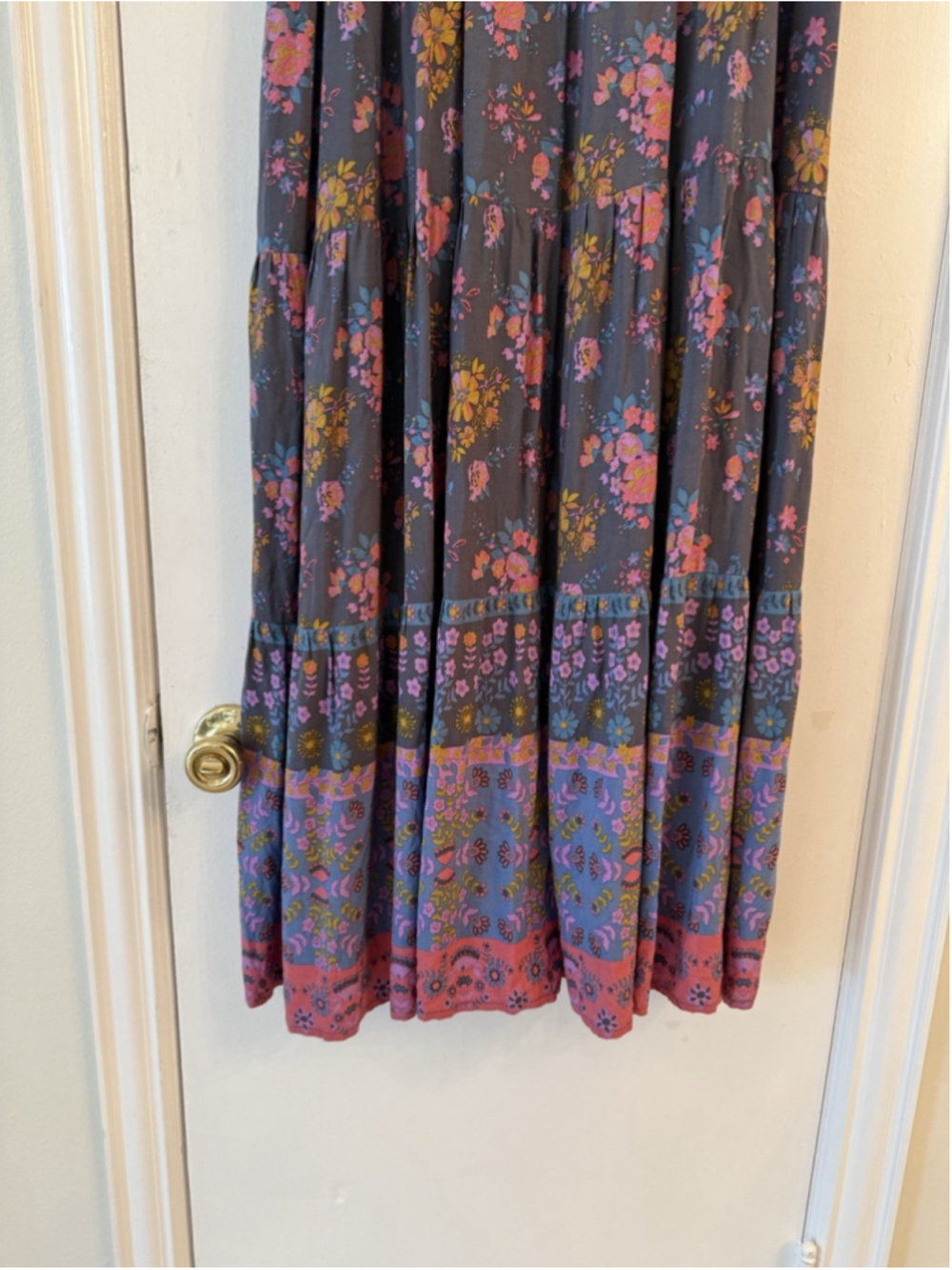 Natural Life Rebecca Floral Boho Midi Dress Sz L Peasant Cottagecore - Picture 12 of 15